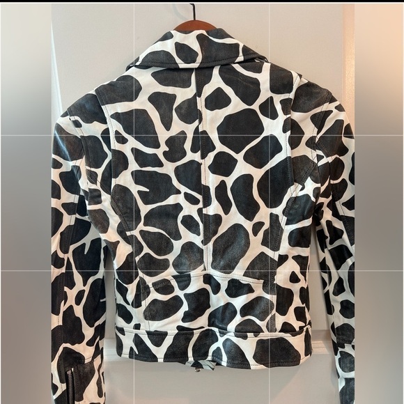 L’AGENCE BIKER MOTO JACKET 100% LEATHER IVORY / BLACK ANTIBES NWT - Picture 9 of 16